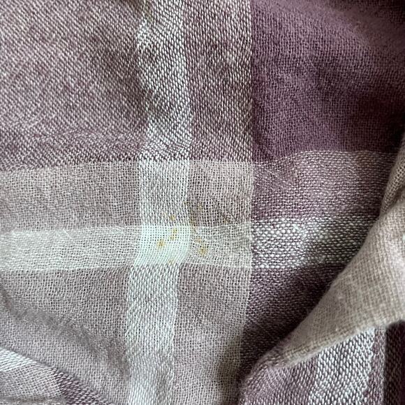 Sanctuary Plaid Short Sleeve Button Up Shirt Womens Size S Purple Pink Linen - Picture 7 of 7